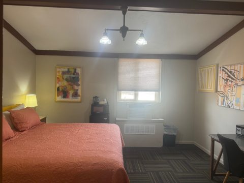 Comfortable king room with modern decor at Hotel LaBonte in Douglas WY.