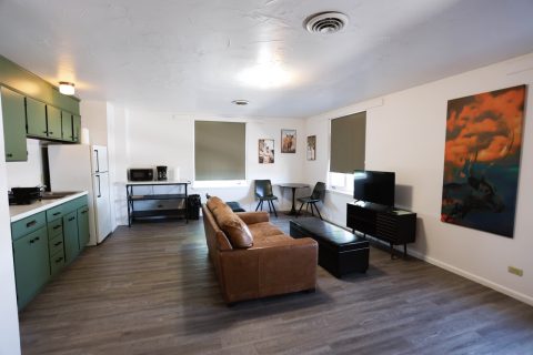 Spacious living area in the Third-Floor Suites at Hotel LaBonte, Douglas WY.