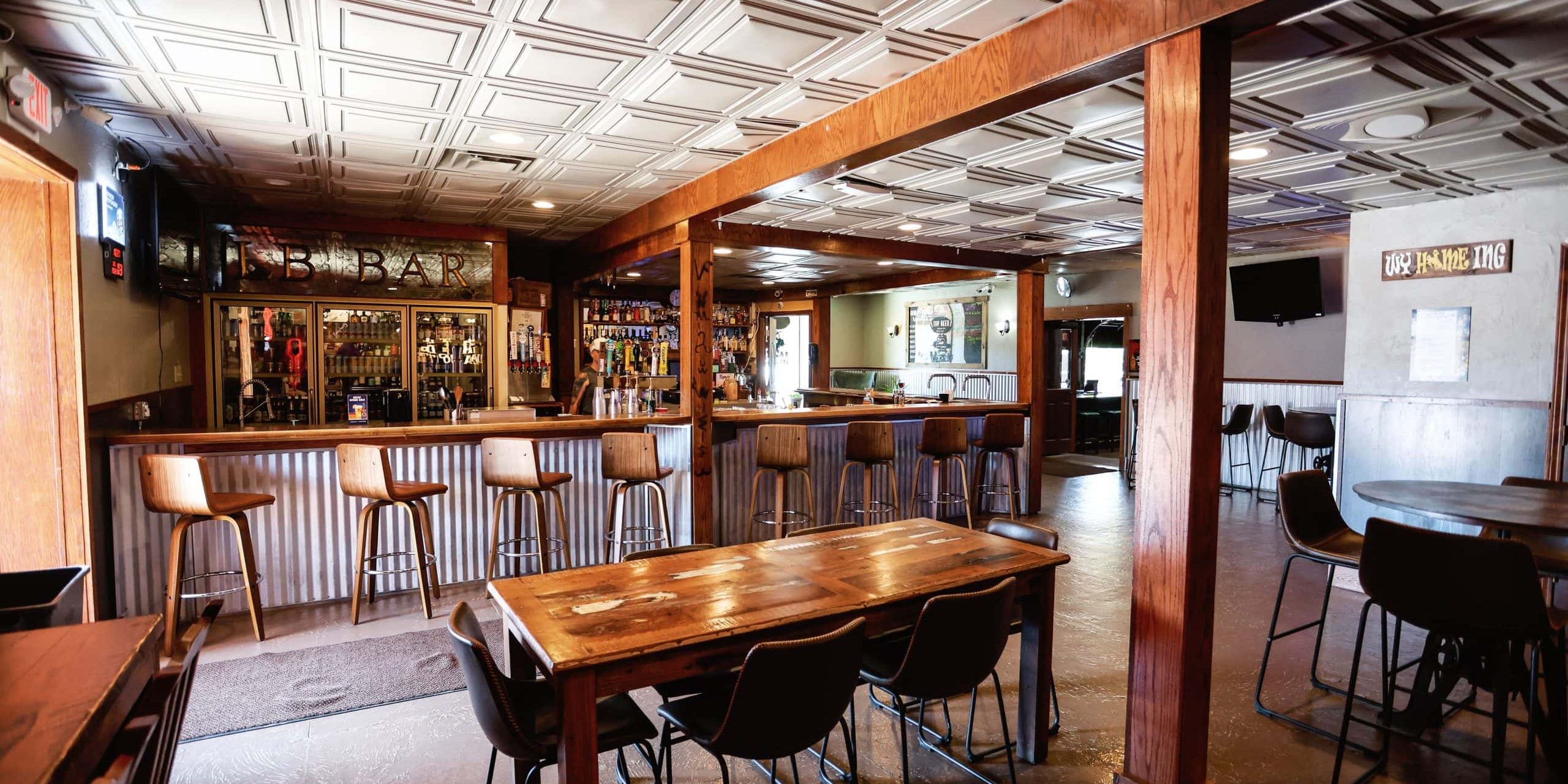 Interior of Hotel LaBonte bar and event space in Douglas, Wyoming.